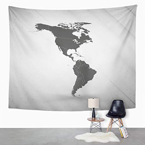 Uoopati Tapeçaria para pendurar na parede, mapa da América do Sul em cinza tapeçaria de arte de pare