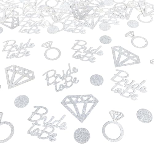 Bride To Be Wedding Confetti Engagement Diamond Ring Anniversary Valentines Table Scatters Decoration for Love Biodegradable Birthday Table Confetti Decor Party Decorations Supplies Silver