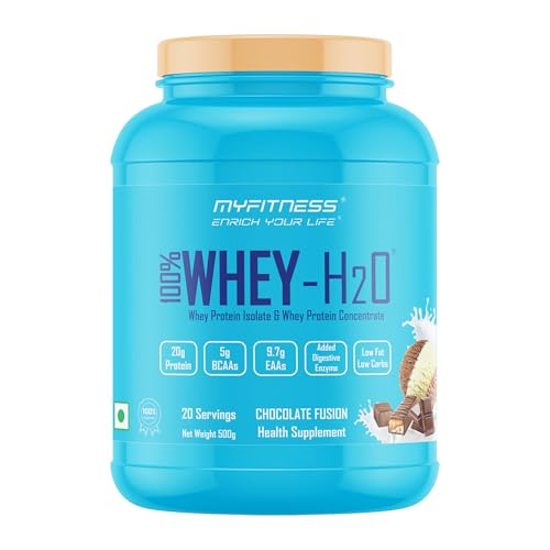 Image of Myfitness Whey Protein 500g Chocolate Fusion 20 Servings | 100% Whey H2O | 80% Protein Per Serving | Isolate Concentrate Blend | Added Digestive Enzymes | Protein Powder Supplement