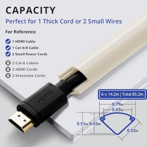 Image of ZhiYo 85in Corner Cable Hider for 1 Cord, Hide Wires on Wall Corner, Beige