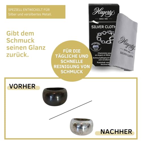 Hagerty Silver Cloth Schmuck Reinigungstuch 36x30cm I imprägniertes Tuch aus Baumwolle I effektives Silberputztuch mit Anlaufschutz zur Reinigung von Silberschmuck und Versilbertem