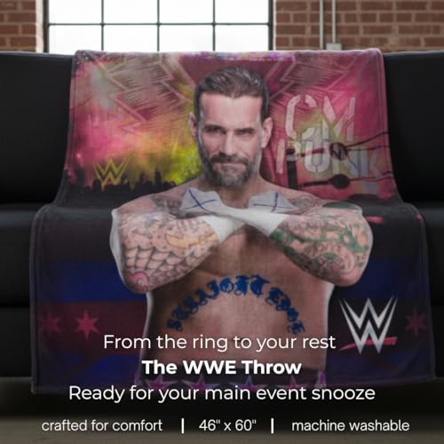 Image of WWE CM Punk Main Event Champions Bedding Super Soft Throw Blanket, 46 in x 60 in, (Official Licensed Product) by Franco Collectibles