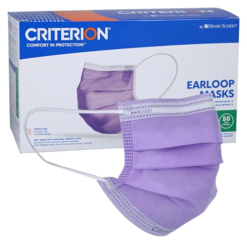 Criterion ASTM Level 3 Adult Disposable Face Masks, Lavender, 3-Ply, 50 Ct