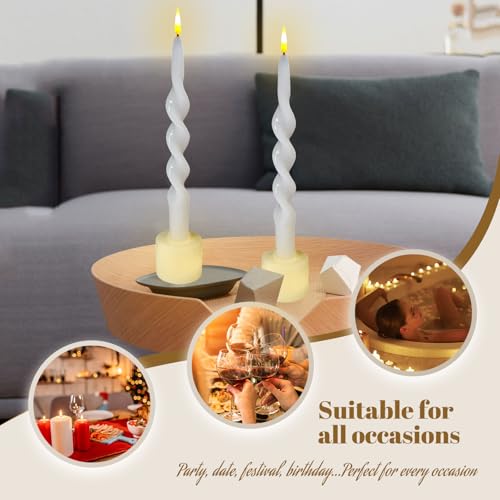 Image of Spiral Taper Candle LED Candlesticks, 10inches Flameless Tapered Candles Battery Candle Sticks Remote Twisted Candlestick for Dinner Holiday Wedding Party Housewarming-1D