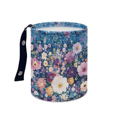 Image of Colorful Dreamy Flower Car Garbage Can Mini Car Trash Bin Hanging Headrest with Adjustable Buttons Multipurpose Car Organizer