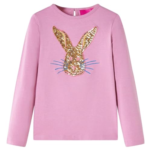 Kinder-Langarmshirt mit Kaninchen Pullover Sweatshirt T-Shirt Dunkelrosa...