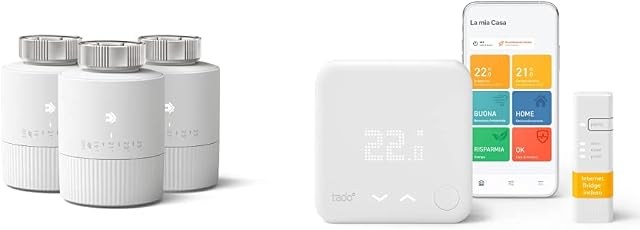 tado° Wired Smart Thermostat Starter Kit V3+ The Smart Thermostat Gives You Full Control Over Your Heating from Anywhere & Basic Smart Radiator Thermostat 3-Pack
