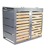 Mülltonnenbox Mülltonnenverkleidung WPC Holzdielen 2er 240L Müllbox Mülltonne 57090 AWZ