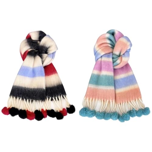 Châle à pompons multicolore pour les sorties en ville - 4