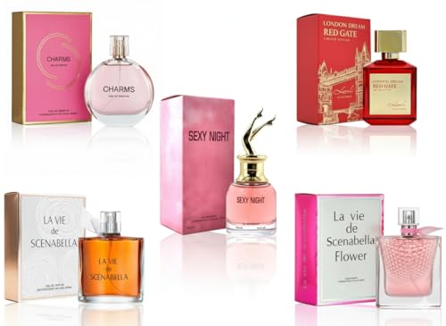 Viaan Krishna Signature Scent Mini Perfume Gift Set for Women 5-Piece Fragrance Sampler Collection Travel Size Floral and Fruity Notes (Each 30ml Set including London Dream Charms Sexy Nights...)