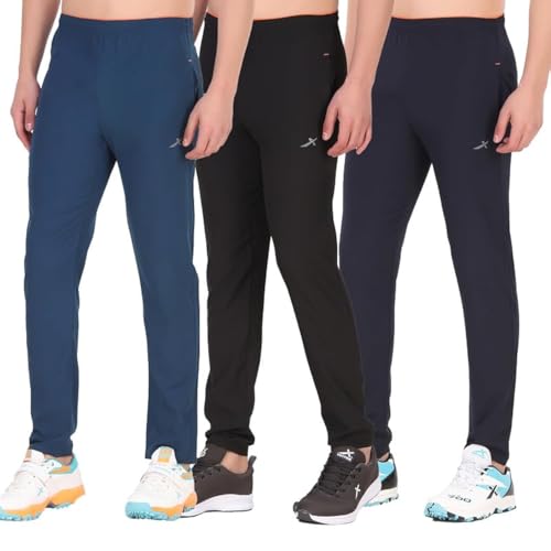 Image of Vector X Solid Men Sports Trousers 100% Polyester with Zipper Pockets(Pack of 1)