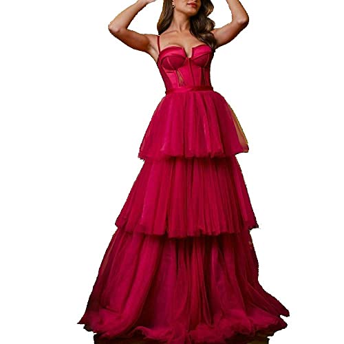 Robe de soirée formelle pour un mariage ou un gala chic en bordeaux et volants