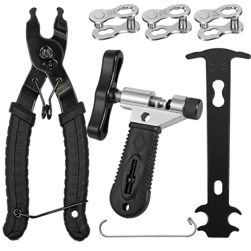 Ristimalink Bike Chain Repair Tools Set Includes Bicycle Chain Breaker Tool Master Link Plier Wear Indicator and 3 Pairs Missing Links for 6-10 Speed Chains