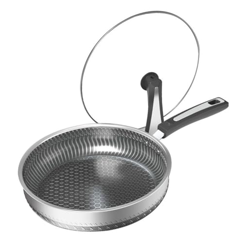 Aioneer Sartén Honda De Acero Inoxidable De Fondo Plano con Diseño De Panal, Antiadherente, para Uso Doméstico, para Carne, Tortillas