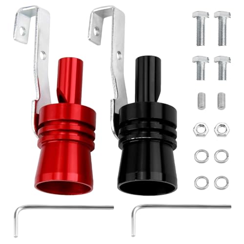 GZGXKJ 2 Pièces Sifflet Sonore Turbo Universelles XL Alliage D'aluminium Turbo Sifflet Rouge et Noir Sifflets D'échappement pour Tous Les Systèmes D'échappement Automobiles