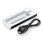EBL 8-Bay Battery Charger AA AAA NiMH NiCD Rechargeable Batteries Charger with AC Plug Cable, Upgraded 808 Individual…