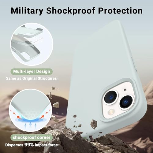 Image of DIZORO Compatible with iPhone 13 Case, Liquid Silicone Case, Full Body Protective Cover, Shockproof, Slim Phone Case, Anti-Scratch Soft Microfiber Lining, 6.1 inch - SAE Grey