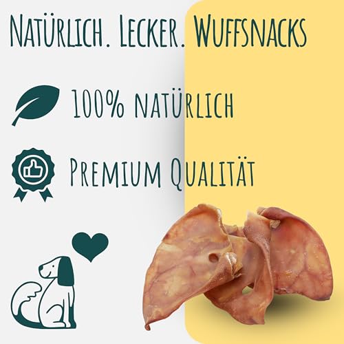 Schweineohren für Hunde | 25 Stück | 100% natürlich | getrocknete Schweineohren | Schweine Ohren | Barf Leckerli von WuffSnacks