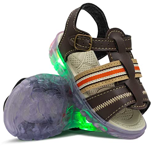 Sandalia Papete Masculina Infantil Menino Nº 20 Ao 26 Moda Led 15.06i (Café, br_footwear_size_system