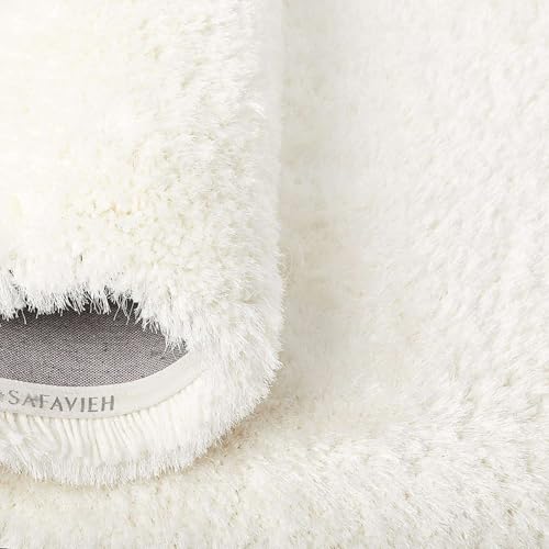 Image of Large White Microfiber Shag Rug 12x12 Feet Square with Heavy Thick Pile, Anti Slip Layer and Handcrafted Finish for Enhancing Living Room, Bedroom and Hall Interiors