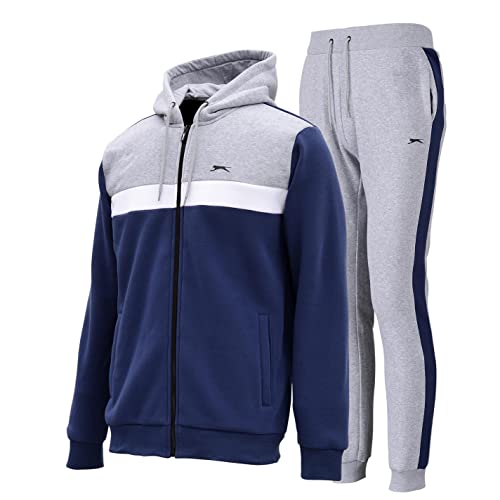 Preisvergleich Produktbild Slazenger Herren Trainingsanzug Sportsanzug Grau Meliert / Marineblau XL