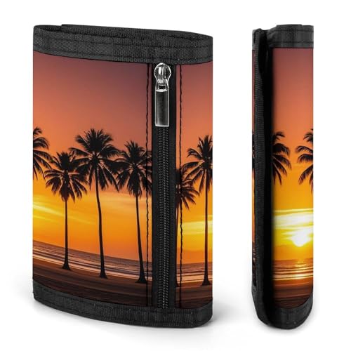 Wallet for Men - Slim Trifold Wallet, Tropical Sunset Beach Money Clip, Coin Purse with 8 Credit Card Holder3