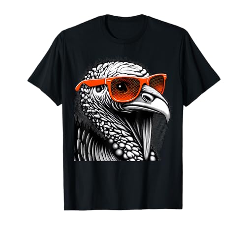 Arte gráfico fresco de pavo de Acción de Gracias con gafas de Camiseta