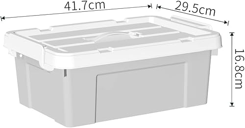 Miniatura 9 de Contenedor de almacenamiento con tapa con asa, contenedor organizador con tapa duradera y hebillas de cierre seguro, apilable y estable, plástico,
