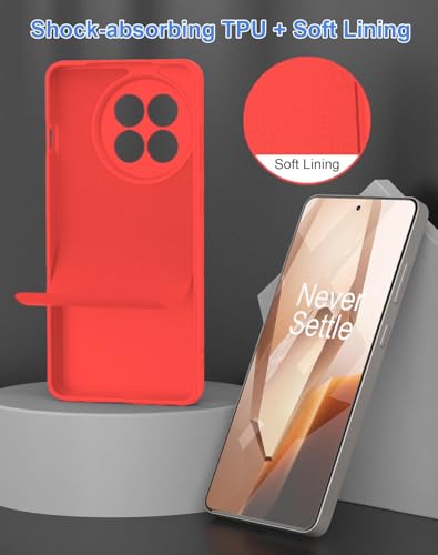 Image of DIZORO Compatible with OnePlus 13r 5G Back Cover with Upgraded Square Edges for Camera Protection Shockproof Flexible Matte Liquid Silicone Mobile Phone Case (Rose Red.)