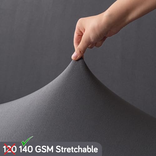 Image of HOKIPO 'SereneSolids' 140 GSM Stretchable Dining Chair Covers Set of 4 with 1 Bench Cover, Grey (AR-6282-GRY)