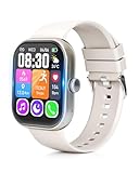 スマートウォッチ【稼働時間突破！業界初1000mAh電池&保護フィルム付属】Smart Watch 活動量計 腕時計 iPhone対応 アンドロイド対応 Bluetooth6.0 2.01インチ大画面 通話機能付き メッセージ通知 IP68生活防水 長持ちバッテリー 薄型 軽量 スポーツウォッチ 音楽再生 多機能スマートウォッチ 多種類運動モード 多種類文字盤 (ベージュ)