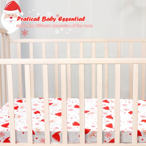 Image of JISEN Christmas Fitted Crib Sheets for Boys Girls 52x28 Inch Santa Claus