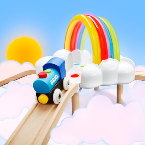 BRIO 36002 Mein erstes Bahn Regenbogen Set - Aufregendes Eisenbahn-Spiel mit kindgerechten Licht- und Soundeffekten - Passend zu Allen Produkten World und empfohlen für Kinder ab 18 Monaten