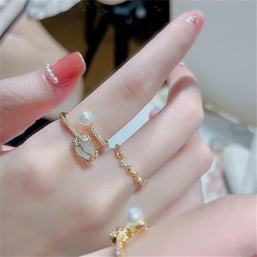 Dainty CZ Tulip Flower Stacking Adjustable Ring for Women Gold Plated Rose Wedding Promise Expandable Open Wrap Rings Comfort Fit Elegant Engagement Birthday Jewelry Gift4