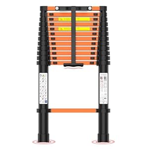 Telescoping Ladder,12.5 FT Extension Ladder, Heavy Duty 330lbs Max Capacity, Multi-Purpose Collapsible Ladder for RV or Outdoor Work