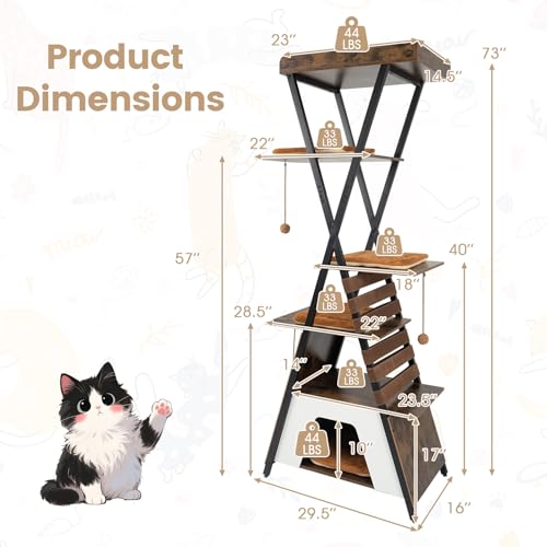 Árbol para Gatos Moderno Multi-Niveles 73 Pulgadas PETSITE miniatura 3