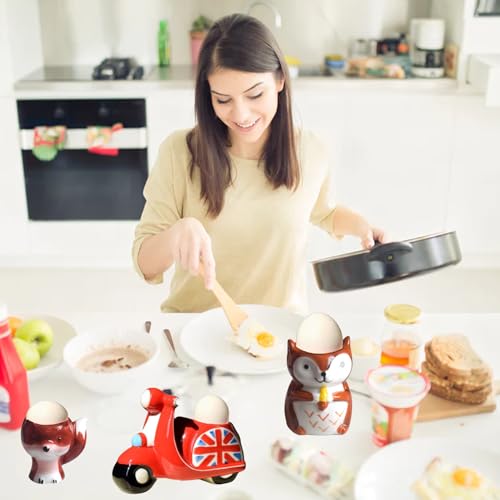 Soulnioi Egg Cups,Cartoon Ceramics Egg Holders,Printed Boiled Egg Holder,Egg Stand Tray,for Kitchen Boiled Eggs Breakfast Store Egg Cups/Holders Squirrels - Image 4