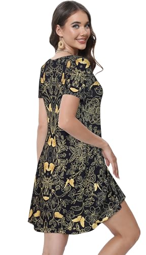 Image of Summer Dresses for Women Casual Tshirt Short Sleeve Floral Sundress Beach Cover Ups with Pockets 2026