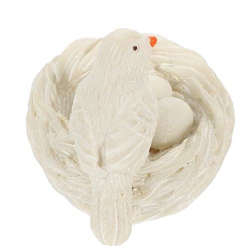 jojofuny Nido de Pájaro Artificial de Resina Miniatura para Decoración de Jardín, Micropaisajes y Manualidades, con Pájaro Blanco de 3 Cm, Accesorio Ligero para Decoración de Exteriores