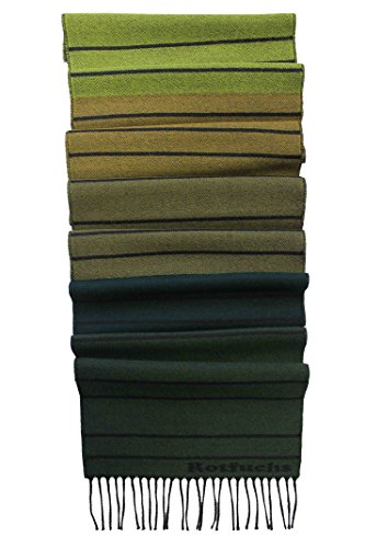 Écharpe tissée à rayures verte Rotfuchs 100% laine mérinos mode homme femme