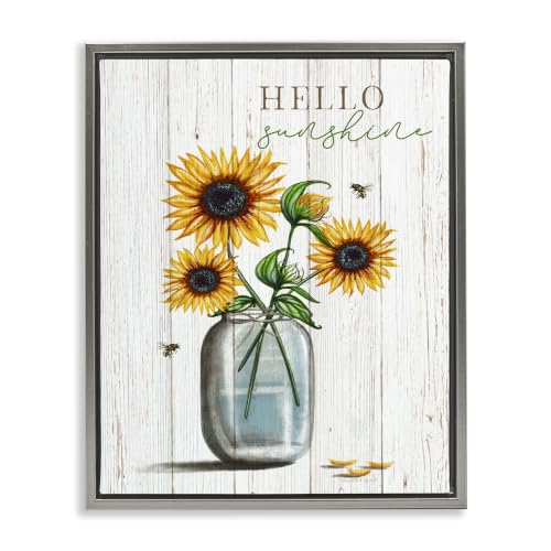 Rustic Sunflower Jar Country Charm, 16 x 20 Inch Canvas in Floater Frame
