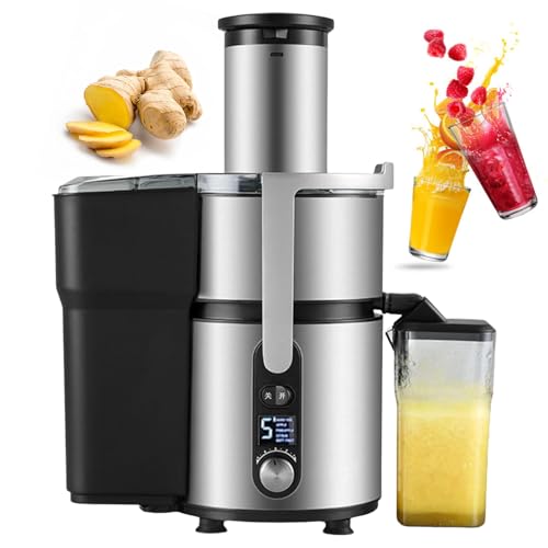 pealiritansemen Exprimidor Centrífugo Profesional De 1250 W, Motor De Cobre, Tolva De 84 mm, 5 Velocidades, Exprimidor De Naranjas De Acero Inoxidable, Alto Rendimiento para Uso Doméstico O Comercial