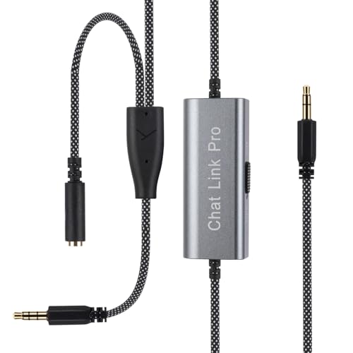 Chat Link Pro-Kabel mit Geräuschunterdrückung, kompatibel mit Elgato HD60 S / HD60 S / HD60 Pro / HD60 X / 4K / HD60 und Gamecontrollern, Metallgehäuse, Inline-Isolator, 2,6 m (8,5 ft) Schwarz