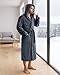 NY Threads Mens Robe with Hood, Luxury Plush Fleece Hooded Mens Bathrobe, Spa Bath Robe for Men, Large/X-Large, Grey