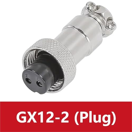Conector de aviación GX12 hembra de 2 pines para junta a tope, pack de 5 unidades. 2