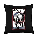 Blackfoot Tribe Native Pride Respect American Indian US Flag Throw Pillow