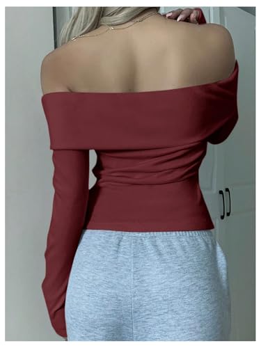 SOLY HUX Girl's Off The Shoulder T Shirt Long Sleeve Slim Fitted Tee Tops2