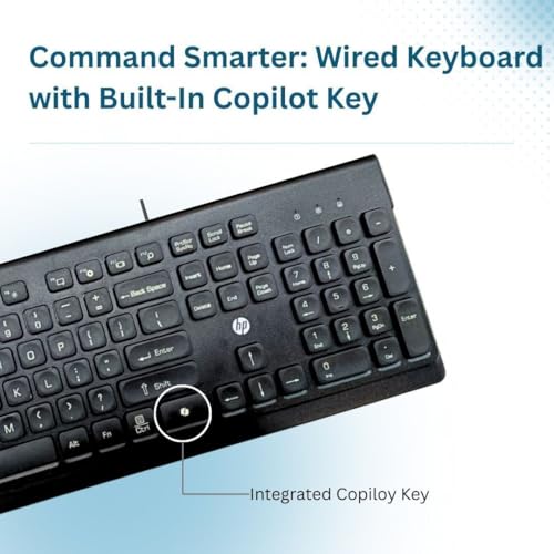 Image of HP 115 Wired Keyboard and Mouse Combo | USB Plug & Play Full-Size Keyboard with Optical Mouse | Standard Multi-Device Keyboard Compatible with Desktop, Laptop, Windows PC | Black