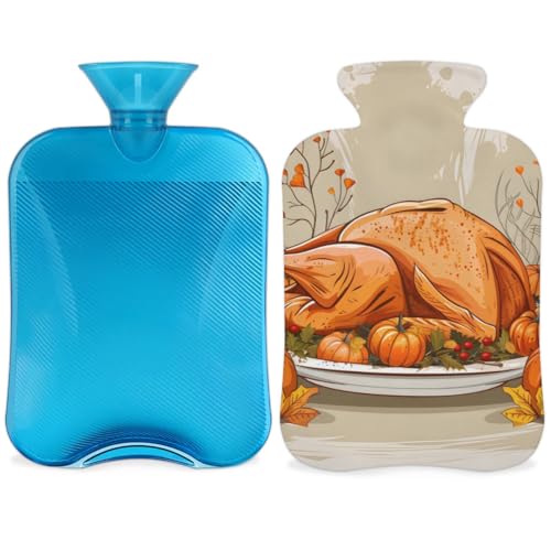 Hot Water Bottle with Soft Cover,2L Fantastic Pumpkin Hot Water Bag for Hot and Cold Compress, Hand Feet Warmer, Mystical Pumpkin Rubber Hot or Cold Water Bottle Halloween Christmas Decorations