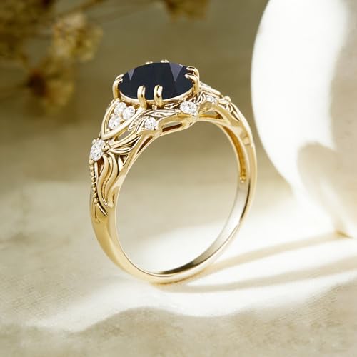 Image of Gemstone Vintage Rings for Women s925 Sterling Silver Round Cut 1.0 Carat Gemstone with Moissanite Promise Engagement Anniversary Ring for Her